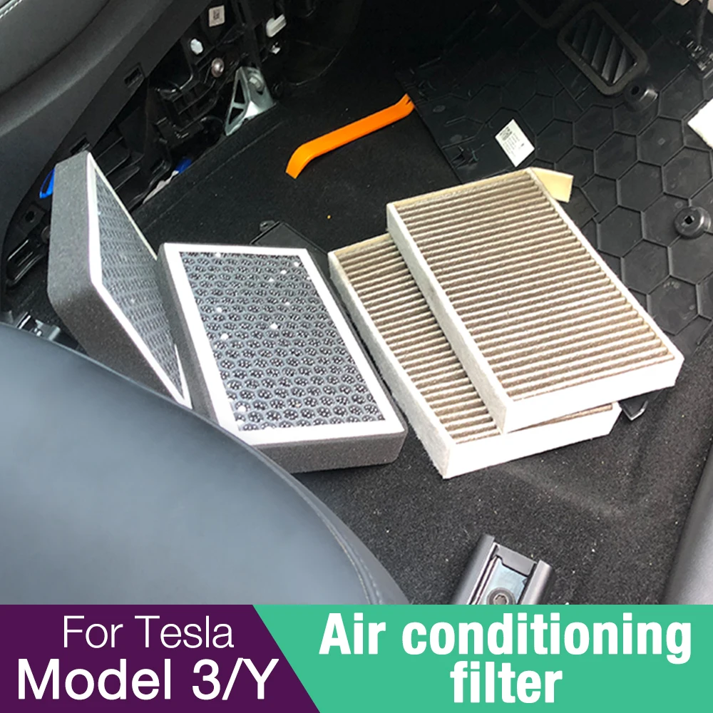 

For Tesla Model 3 Model Y 2022 HEPA Activated Carbon Air Filter 2 Pieces Set Air Conditioner Filter Element Replacement