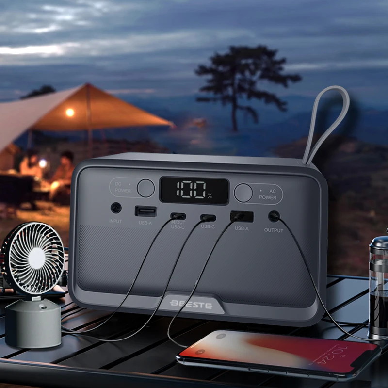 100 Watt Portable Solar Generator Power Station with Improved Sine Wave AC Charging for Camping Emergency Equipment