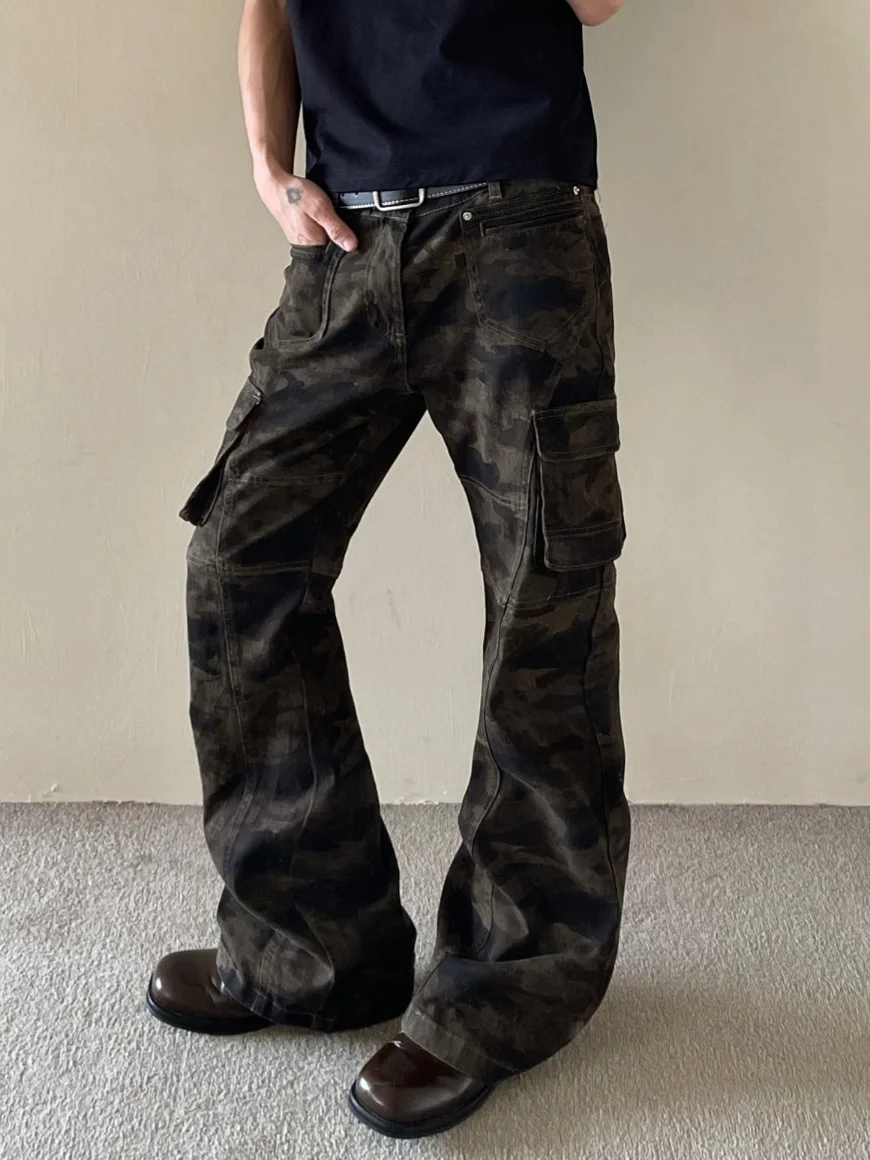

Мужские прямые джинсы, тонкие джинсовые камуфляжные брюки с принтом, мужские джинсы для женщин, эластичные мягкие брюки Y2k, брендовая одежда, мужские унисекс