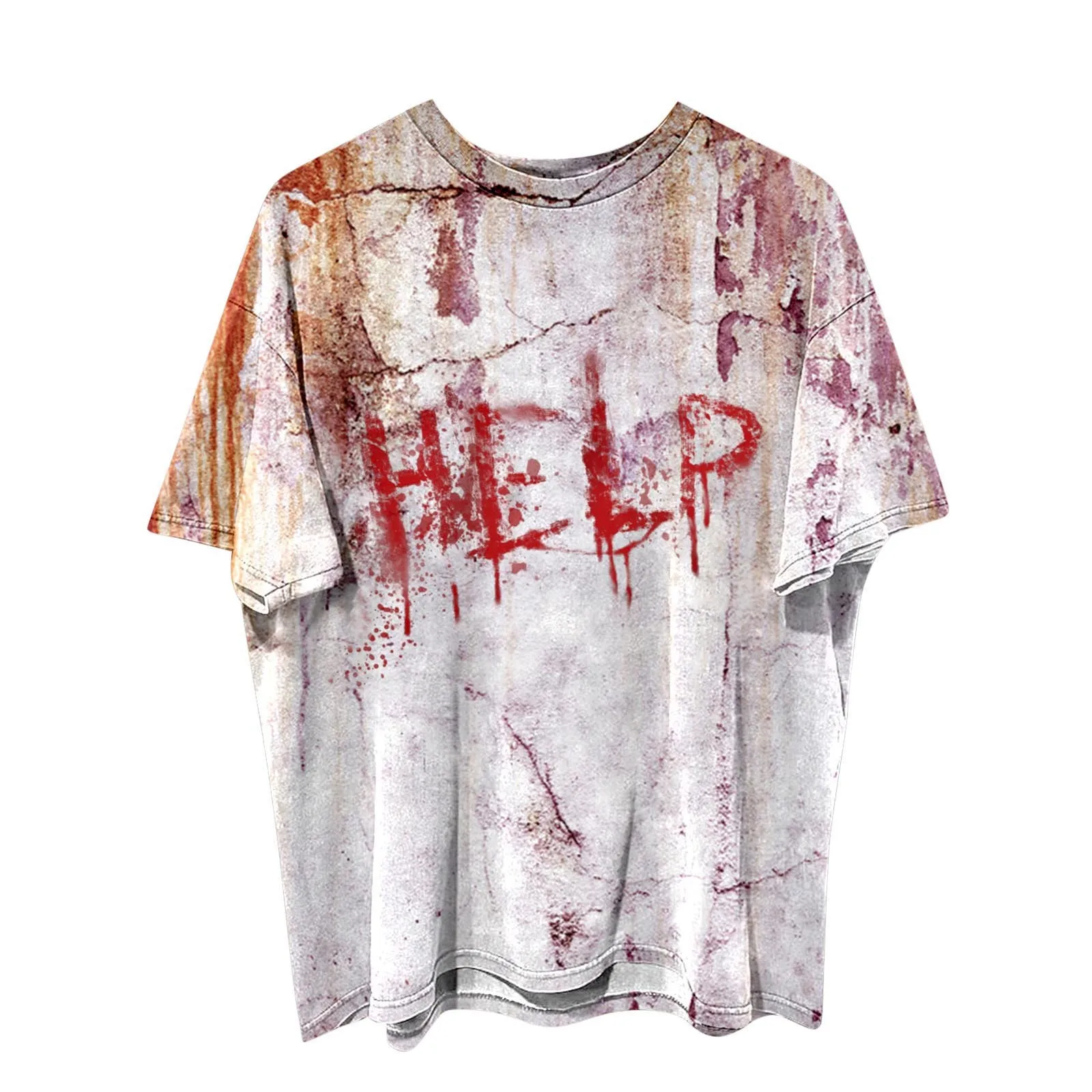 Summer Fake Blood 3D Print T-Shirts Streetwear Men Funny Fashion Harajuku Casual Oversized O-Neck T Shirt Tees Tops Clothing