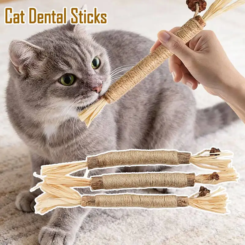 

Cat Toys Pet Snacks Sticks Cleaning Teeth Kitten Teething Molar Toothpaste Stick Cat Dental Training Teasing Toy