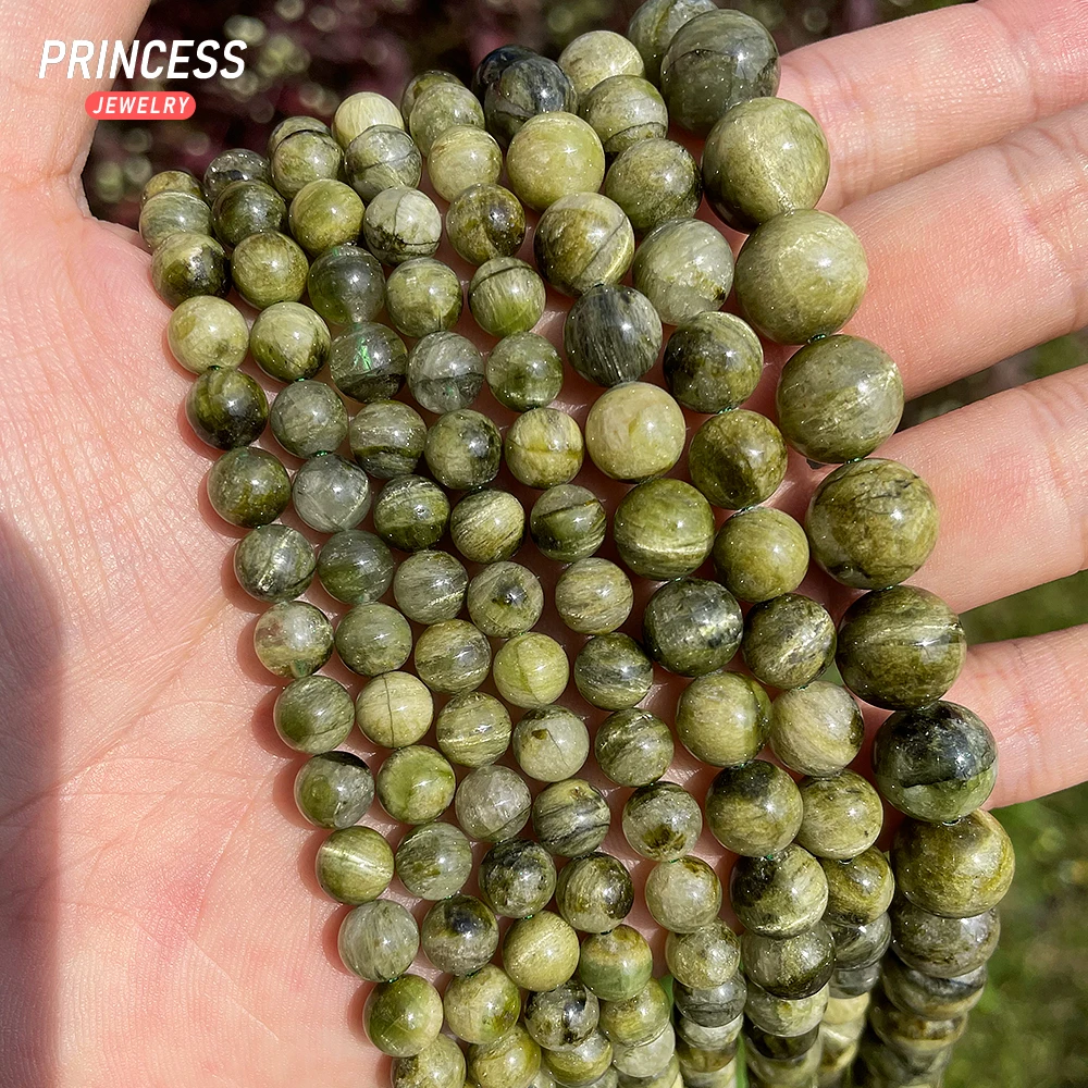 A++ Natural Green Tourmaline Loose Gemstone Beads for Jewelry Making Bracelet Wholesale 6/8/10mm Beads DIY Accessories