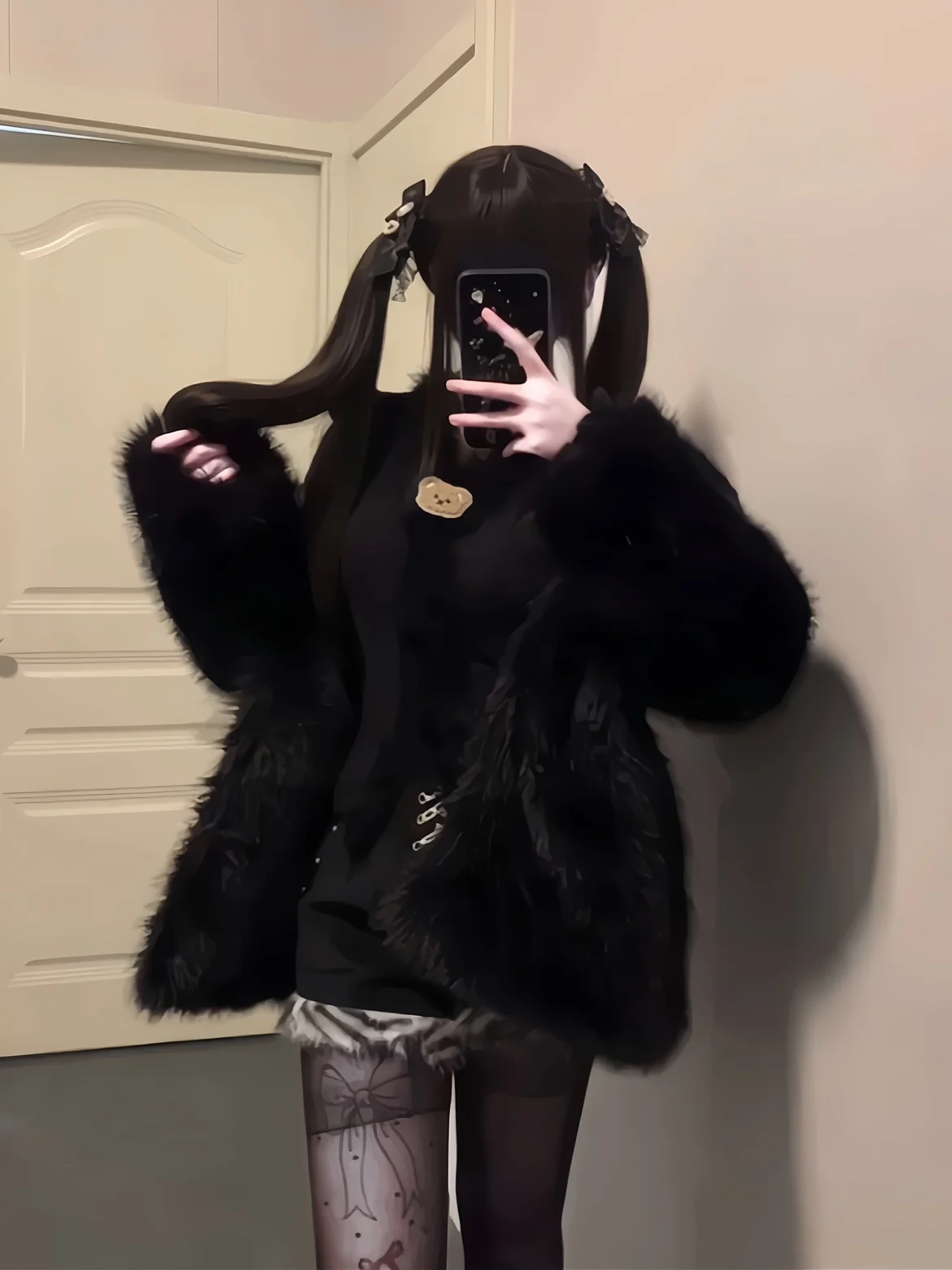 

Мягкая шуба, женская зимняя шапка с ушками, субкультура, топ в стиле Харадзюку, пикантный топ для девочек, теплый длинный свек, свободный крой, суд, сле