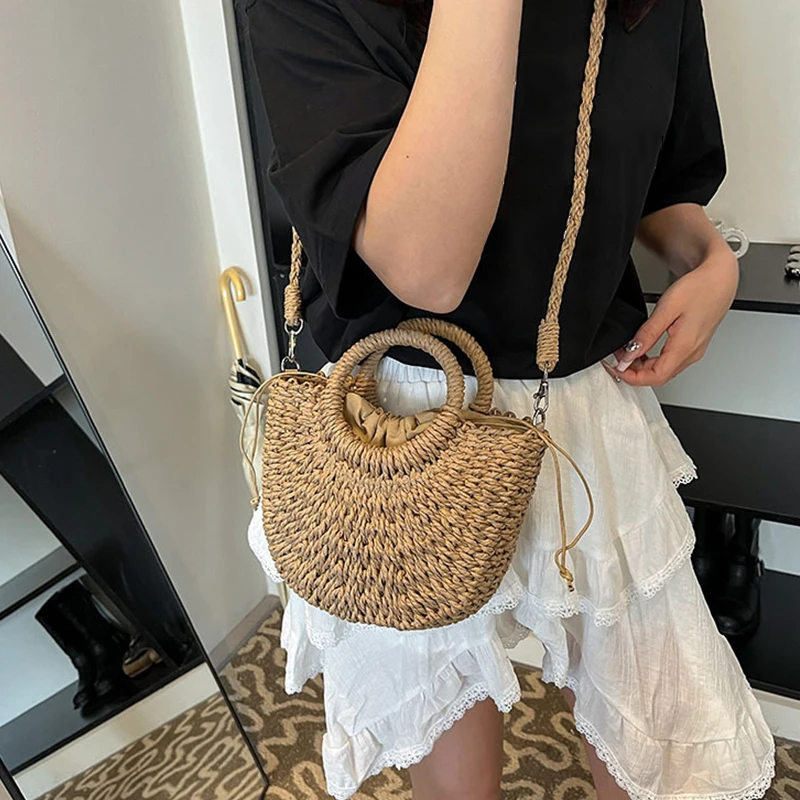 Bohemian Style Straw Handbag High Quality Multi-functional Shopping Bag Suitable For Travel and Vacation