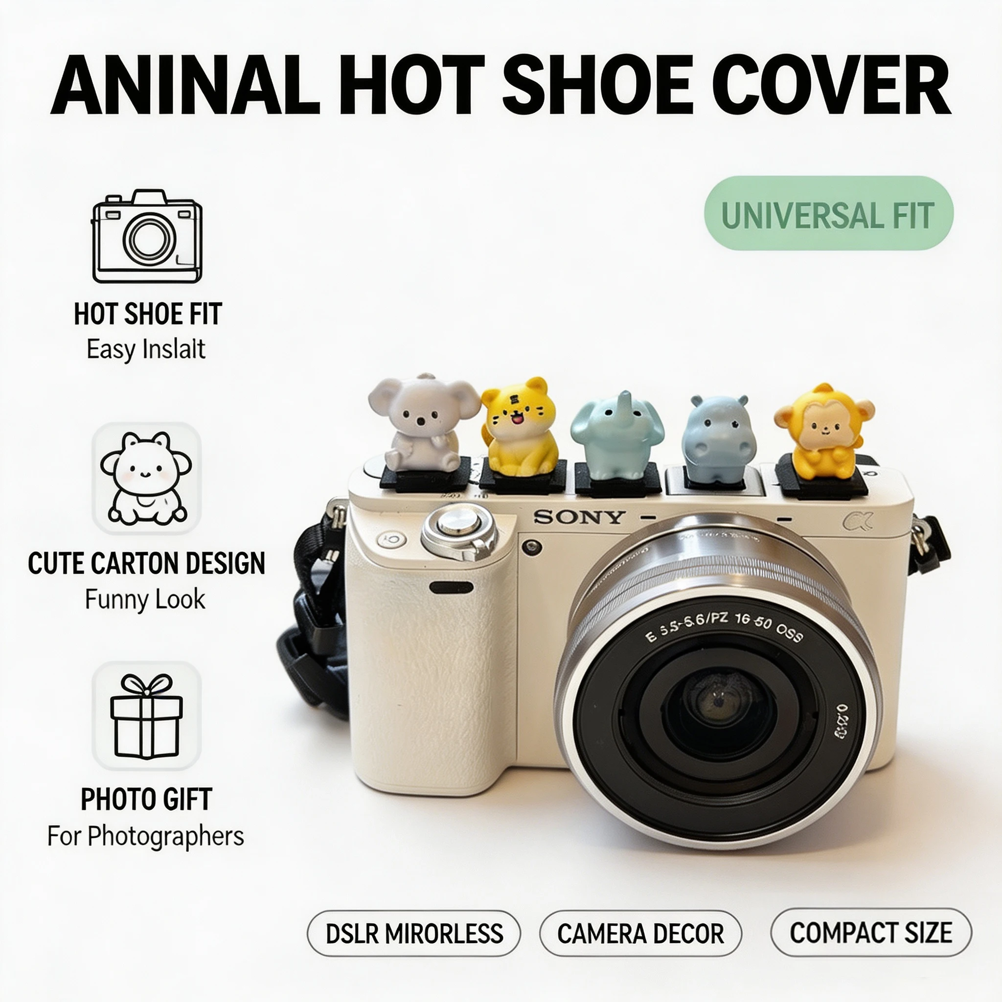 Cute Animal Hot Shoe Cover Kawaii Cartoon Camera Protector Universal for DSLR Mirrorless Funny Gift for Photographers