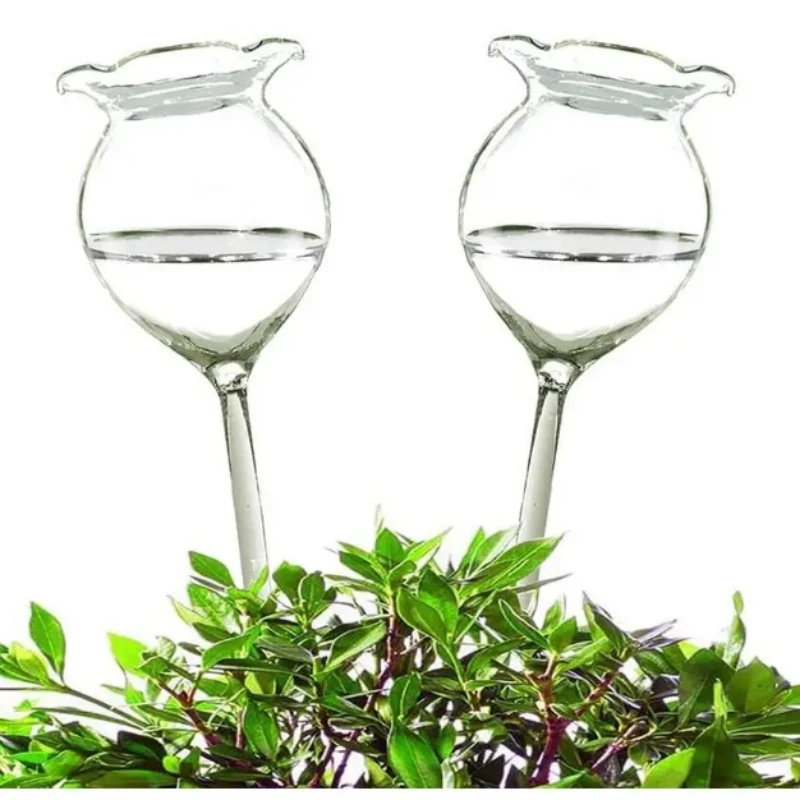 2PCS Waterer Automatic Watering Ball Watering Spike Hand Blown Clear Glass Plant Watering Device