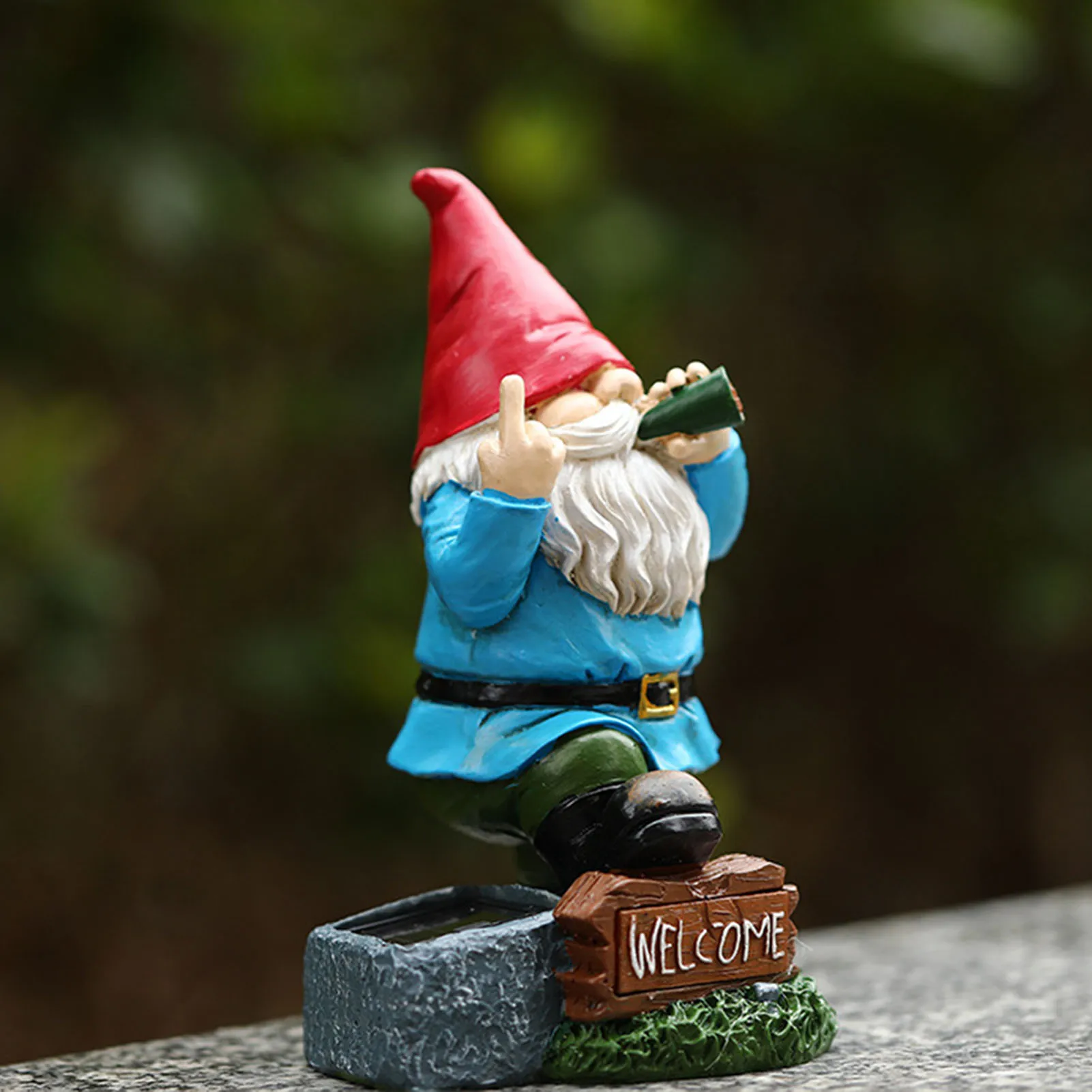 Rzemiosło artystyczne do ogrodu domowego wodoodporne dekoracje gnomów z żywicą lampy słoneczne kreskówkowy Gnome z lampami do palenia Ornament