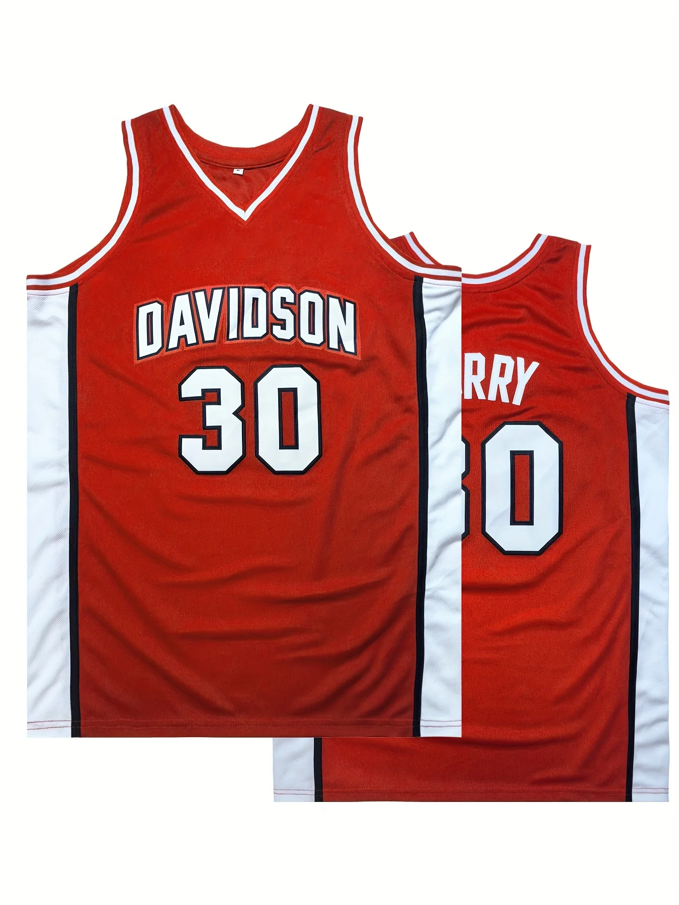 Retro Curry 30 Davidson College Basketball Jersey Red White Stitched Letters Sports Uniform Casual Vest Kids and Men Women