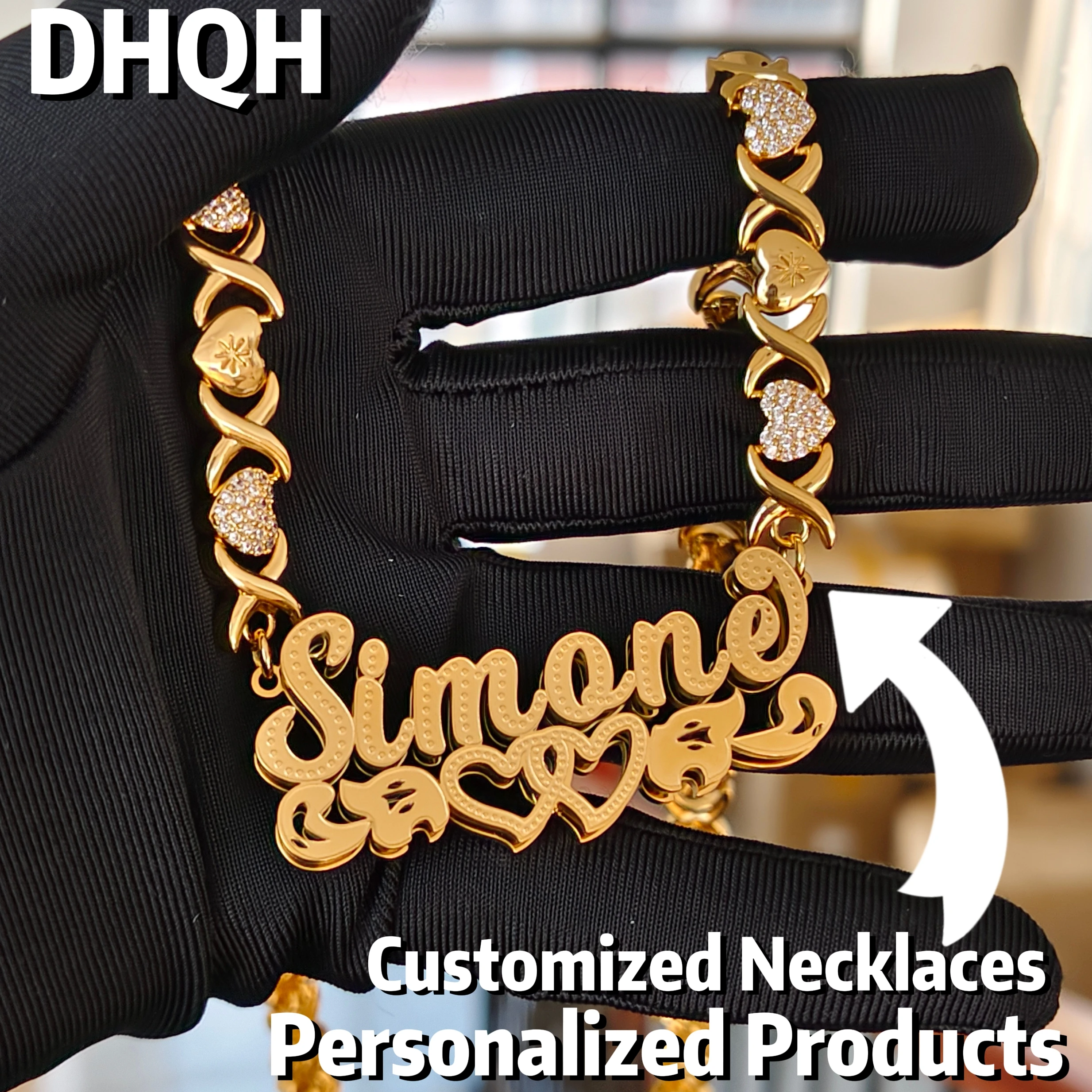 

New Wholesale Customized Name XOXO Necklace Personalized Letter/Logo 3D Necklace Personalized Festival Gift Factory Direct Sales