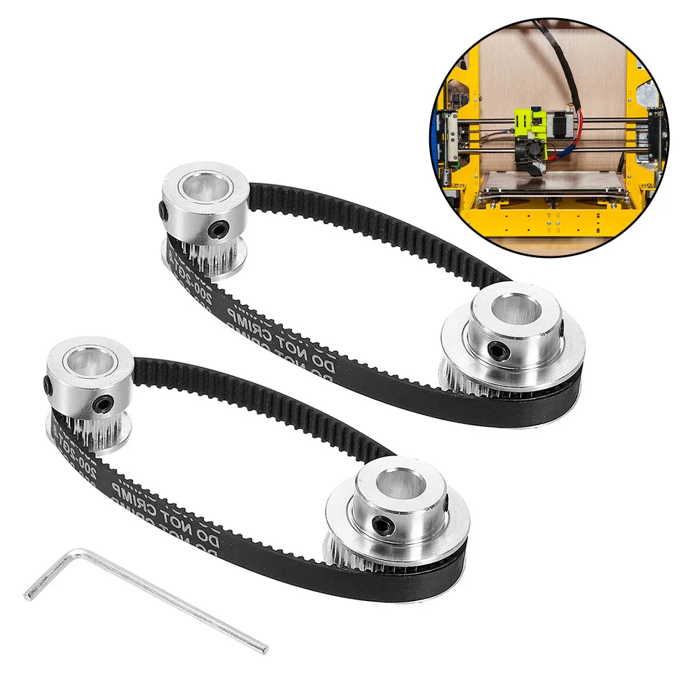 2Pcs/Set 2GT Aluminum Timing Pulley 20&36 Teeth 8mm Bore Synchronous Wheel For 3D Printers Drilling Machines Milling Machines