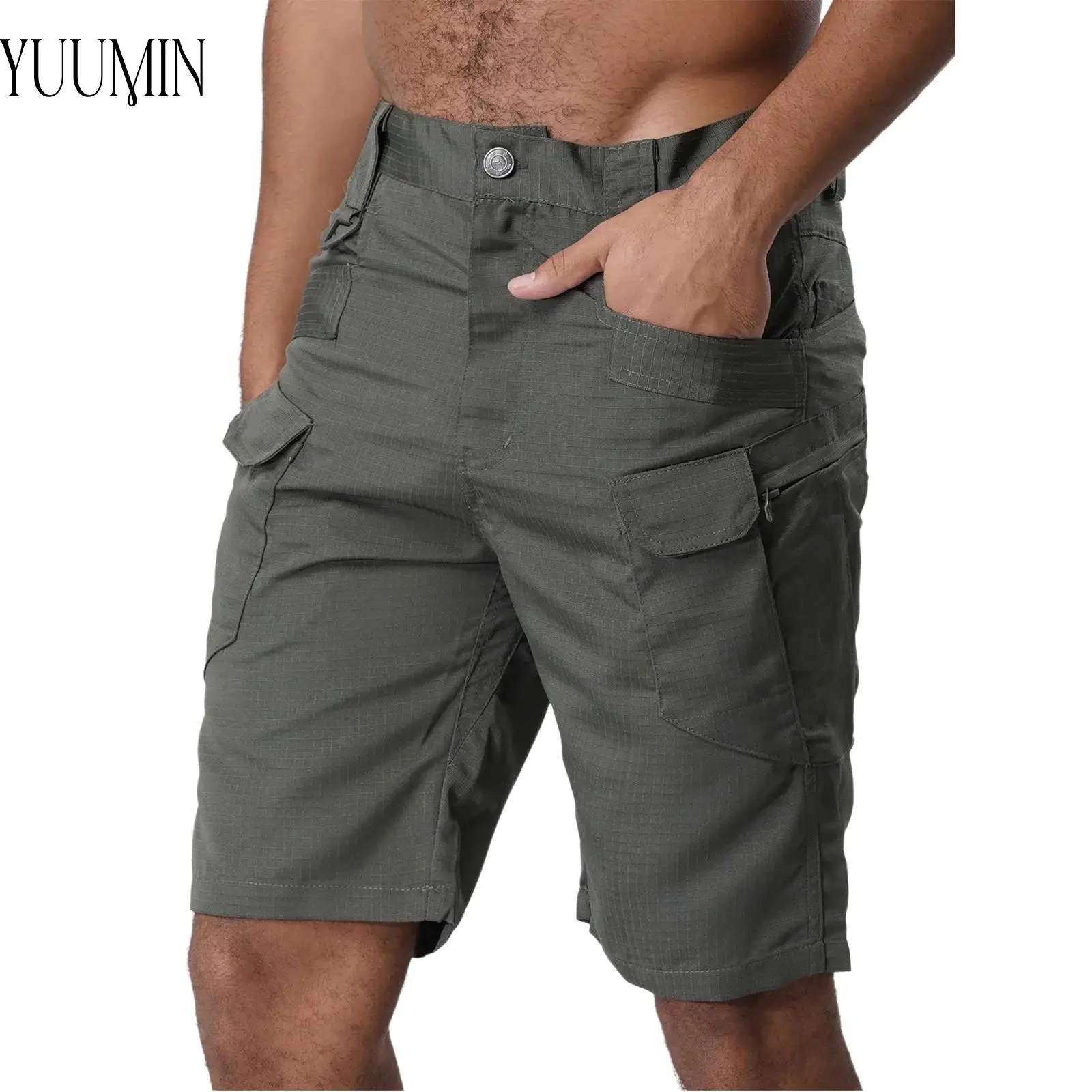 

Men Fashion Multi-Pocket Soft Cargo Shorts Zipper Fly Durable Shorts Outdoor Camping Hiking Fishing Bottoms Activewear for S-5XL