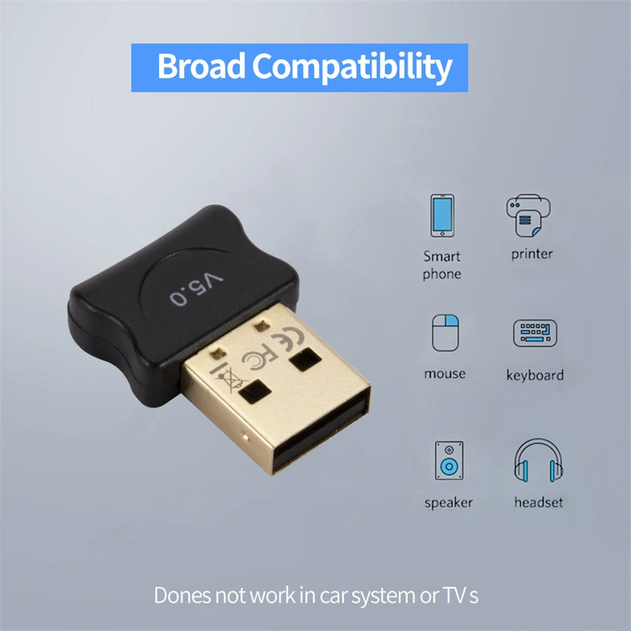 Adaptateur USB sans fil compatible Bluetooth 5.0, émetteur, récepteur de musique, récepteur d'ordinateur, ordinateur portable, écouteur, audio, dongle de données