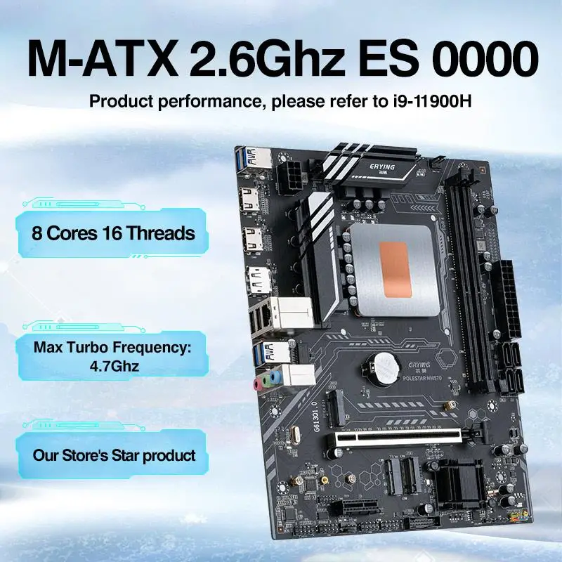 New! Gaming PC Motherboard i9 Kit with Embed 11th Core CPU 0000 ES 2.6GHz(Product Performance,Refer To i9 11980HK i9 11900H)