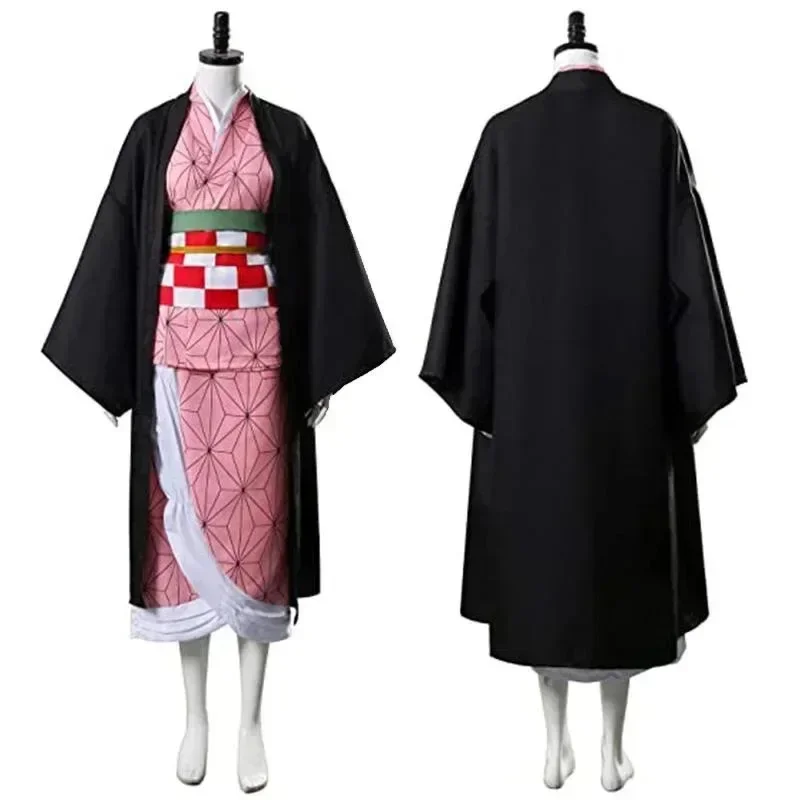 Anime Nezuko Cosplay Kamado Nezuko Cosplay Kostuum Nezuko Pruik Uniform met Props voor Volwassen Kinderen Halloween Carnaval Kostuums