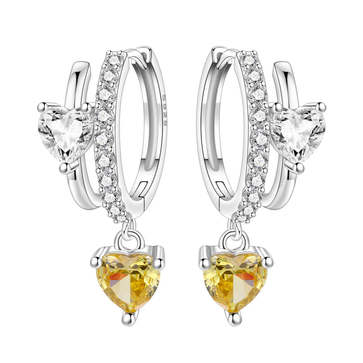 

Orstarry 925 Sterling Silver Versatile Double Loop Heart Drop Earrings Women Earrings Charm Fashion Versatile Party Jewelry Gift