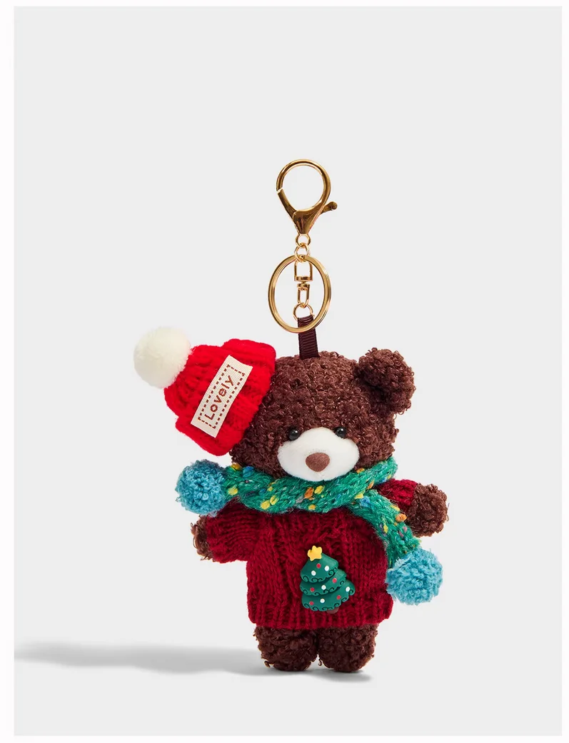 

Original red sweater bear doll key chain couple bag pendant ornaments Christmas gifts