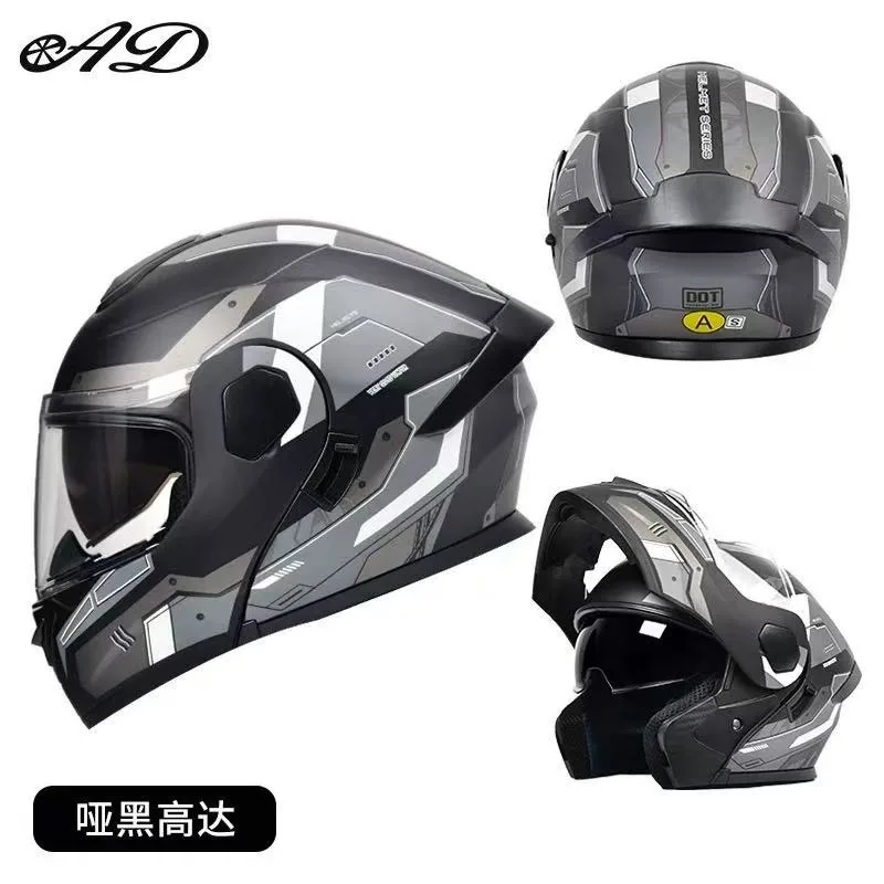 Airo Unisex Full Face Motorcycle Helmet with Dual Visor Flip-Up Design ABS and PP Material DOT Approved for All Seasons 6 Months