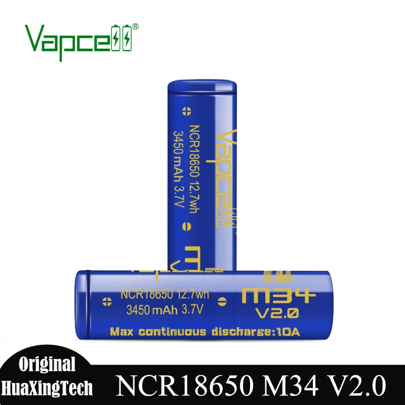 Original Vapcell M34 V2.0 NCR 18650 3450mah Battery 10A  3.7V 16850 Rechargeable Lithium iron Batterise High Quality Cell N0.1