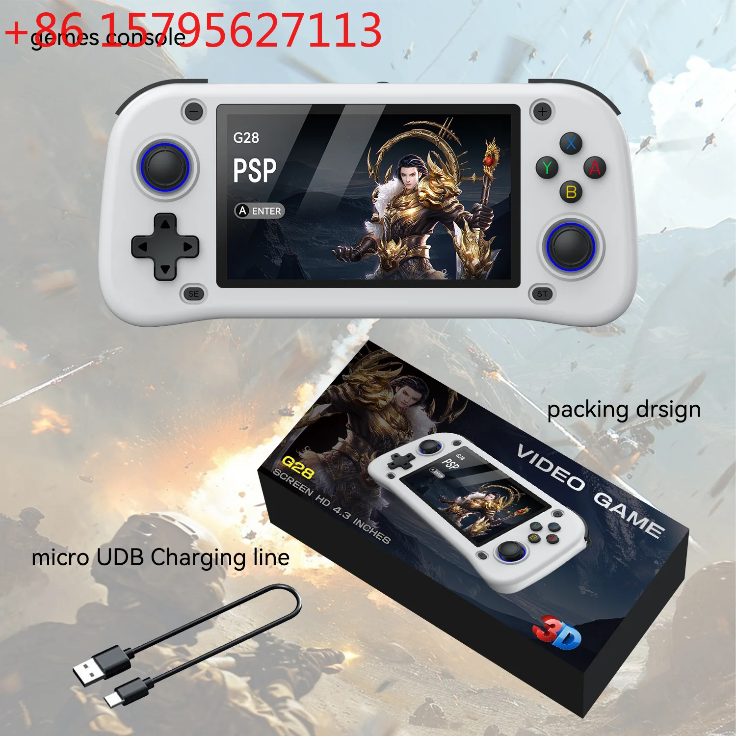 

Новая портативная игровая консоль G28 с 4,3-дюймовым IPS-экраном высокой четкости, ретро-консоль для игр в стиле PSP и PS1.