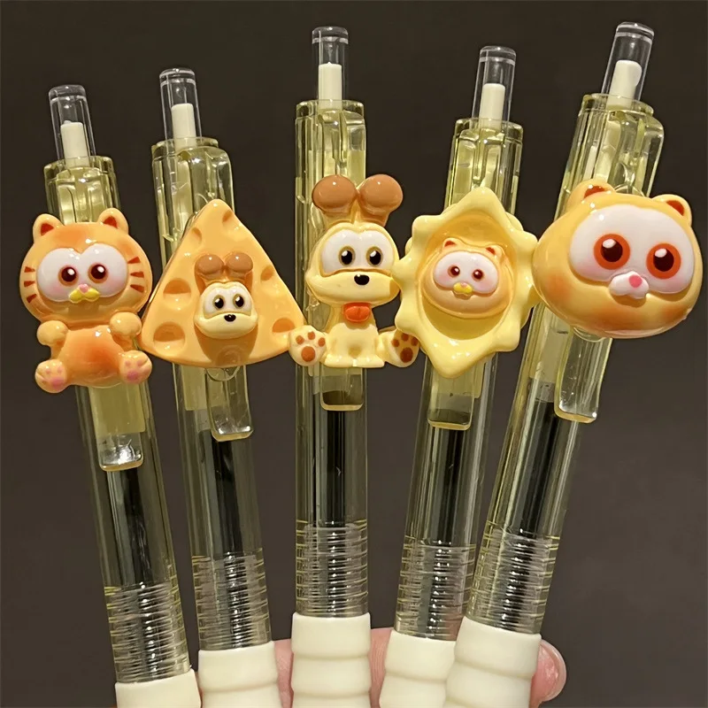 

5pcs/set New Cute Cartoon Garfield Pendant Pen with High Appearance and Fast Drying Black 0.5st Head Student Gifts