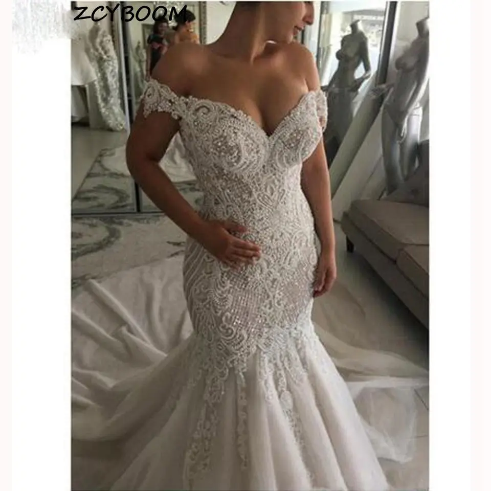 

Mermaid White/Ivory Wedding Dresses 2023 Elegant Bride Dress Lace Appliques Vestidos De Novia Women Beads Long Wedding Gowns