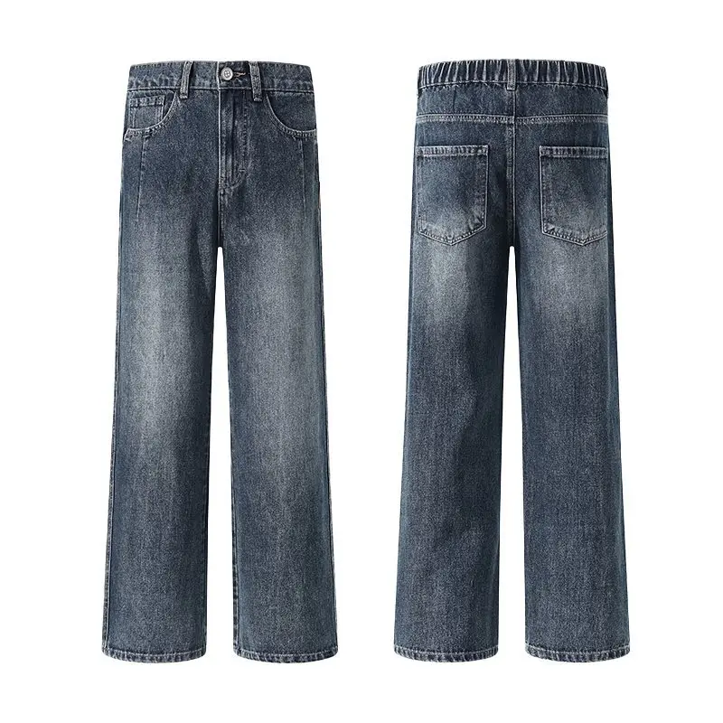 

Мужские джинсы прямого кроя с широкими штанинами, винтажные, дышащие, удобные, повседневные, универсальные, прочные, на весну-лето