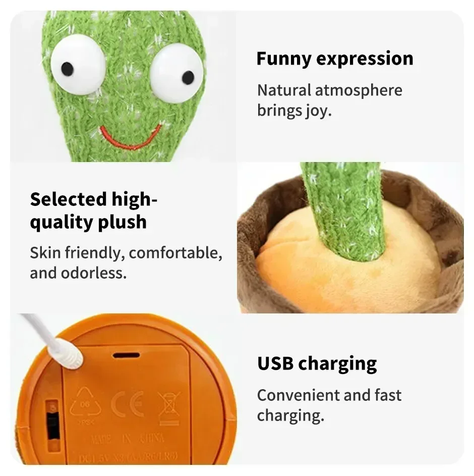Intelligent Interactive Learning Cactus Music Toys Bring Fun Songs and Dances, Children\'s Education Voice Toys voice changer