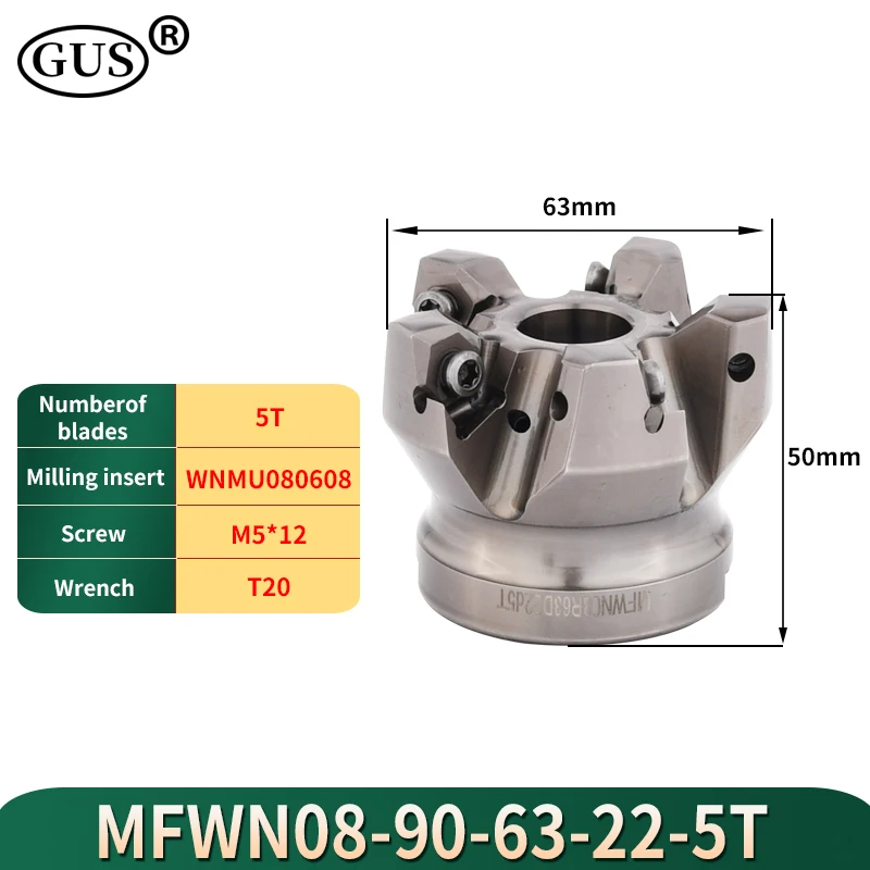 

MFWN90 Degree Double Sided Hexagonal Heavy Cutting Milling Cutter Head MFWN for WNMU080608 Carbide Insert CNC Lathe Parts