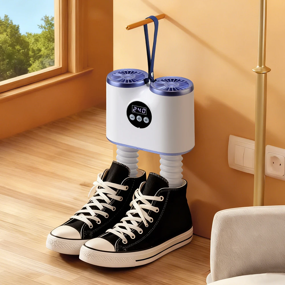 Tragbarer Schuhtrockner mit Heizlüfter, intelligenter, schnell trocknender Skischuh-Trockner mit Timer, Stiefeltrockner für Arbeitsstiefel, Turnschuhe, Socken – Detail 2