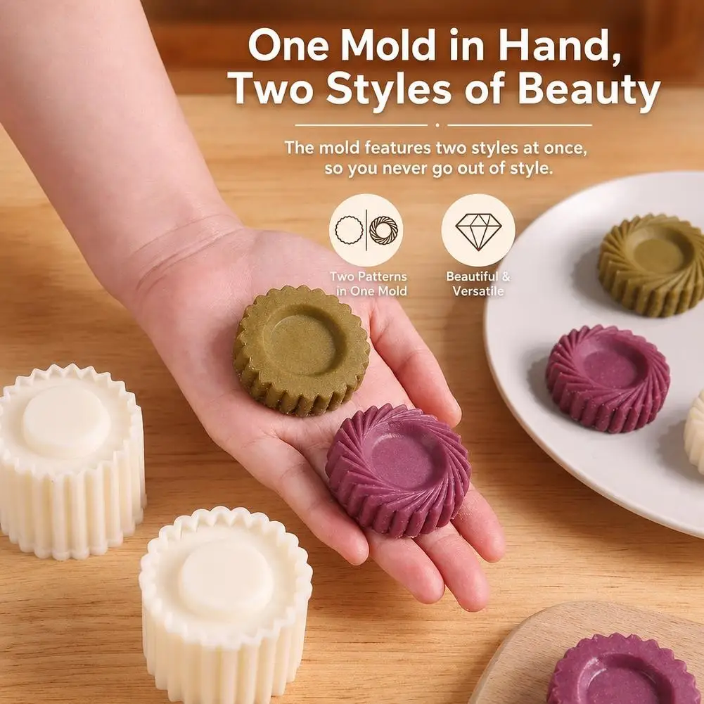 Detachable 2-in-1 Pastry Mold Stamp Mooncake Mold Pastry Cake Decorating Tool Hand Pressure Home DIY Party Cookie Molds 2/4pcs