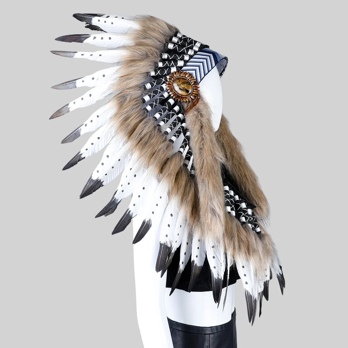 native-american-headdress-brown-faux-fur-and-white-feather-headband-tribal-role-playing-halloween-party-performance-accessory