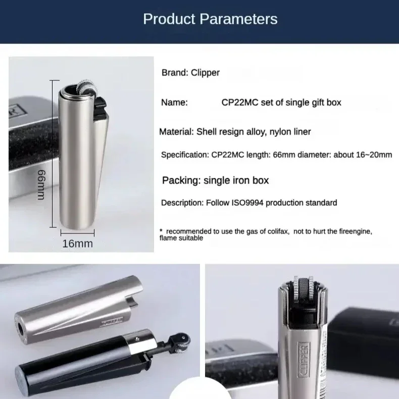 Clipper Metal Windproof Jet Butane Gas Lighter Turbo Portable Inflation Lighter Smoking Accessories From Spain Men Gift with Box