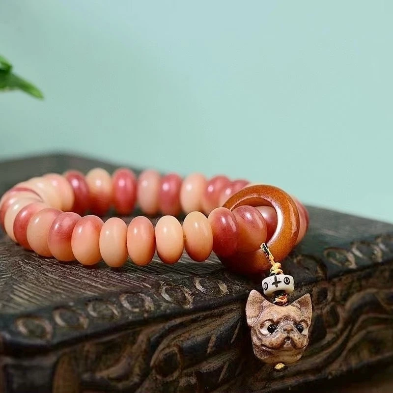 Authentic, guaranteed! Ultra-smooth camel bone semi-precious abacus bead bracelet for meditation, can be wrapped around the fing