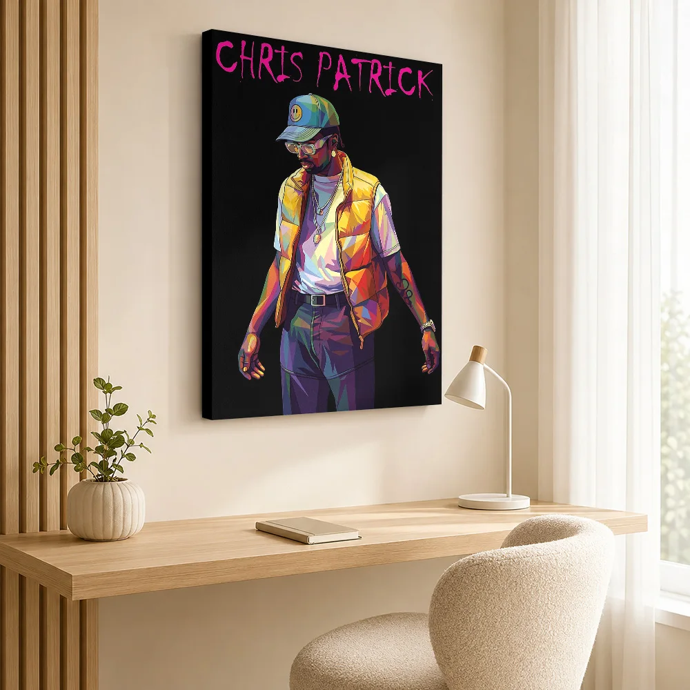 Chris Patrick Pop Art Portrait Canvas Print Poster Personalized Photo Modern Aesthetic Wall Paintings Decoration for Bedroom