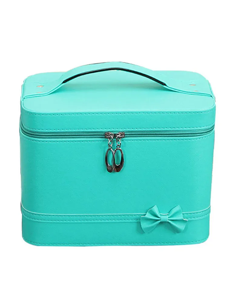 

Cosmetic Bag Women's Niche Large Capacity Storage Box Portable Solid Color Pu Cube High-Grade New Portable Home Decoration 1Pc