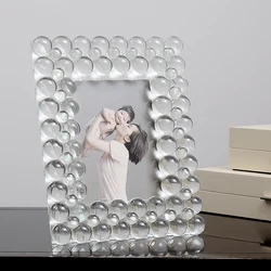 Modern Clear Bubble Crystal Photo Frame 4x6 5x7 Inches Rectangle For Home Desk Decoration Wedding Accents Gifts