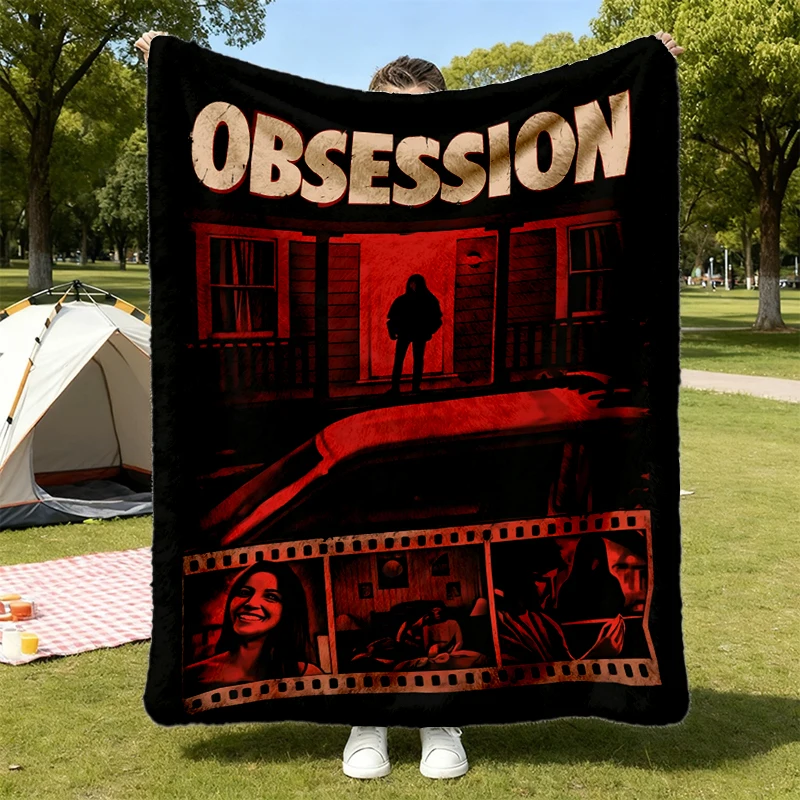 Vintage Acid Wash Obsession Bootleg T, Flannel Blanket, Dark Thriller Graphic Flannel Throw