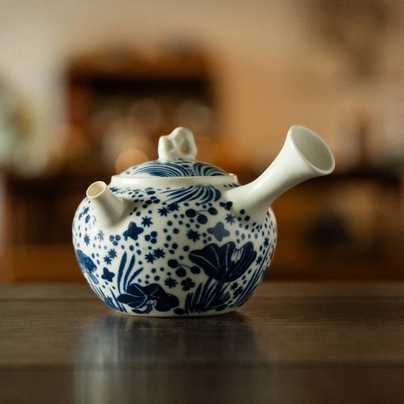 

170 мл чайник с газированной глазурью, полуцветный чайник с рисунком рыбных водорослей, чайники с боковой ручкой, домашний чайник для чая, чайные принадлежности для улуна, подарок