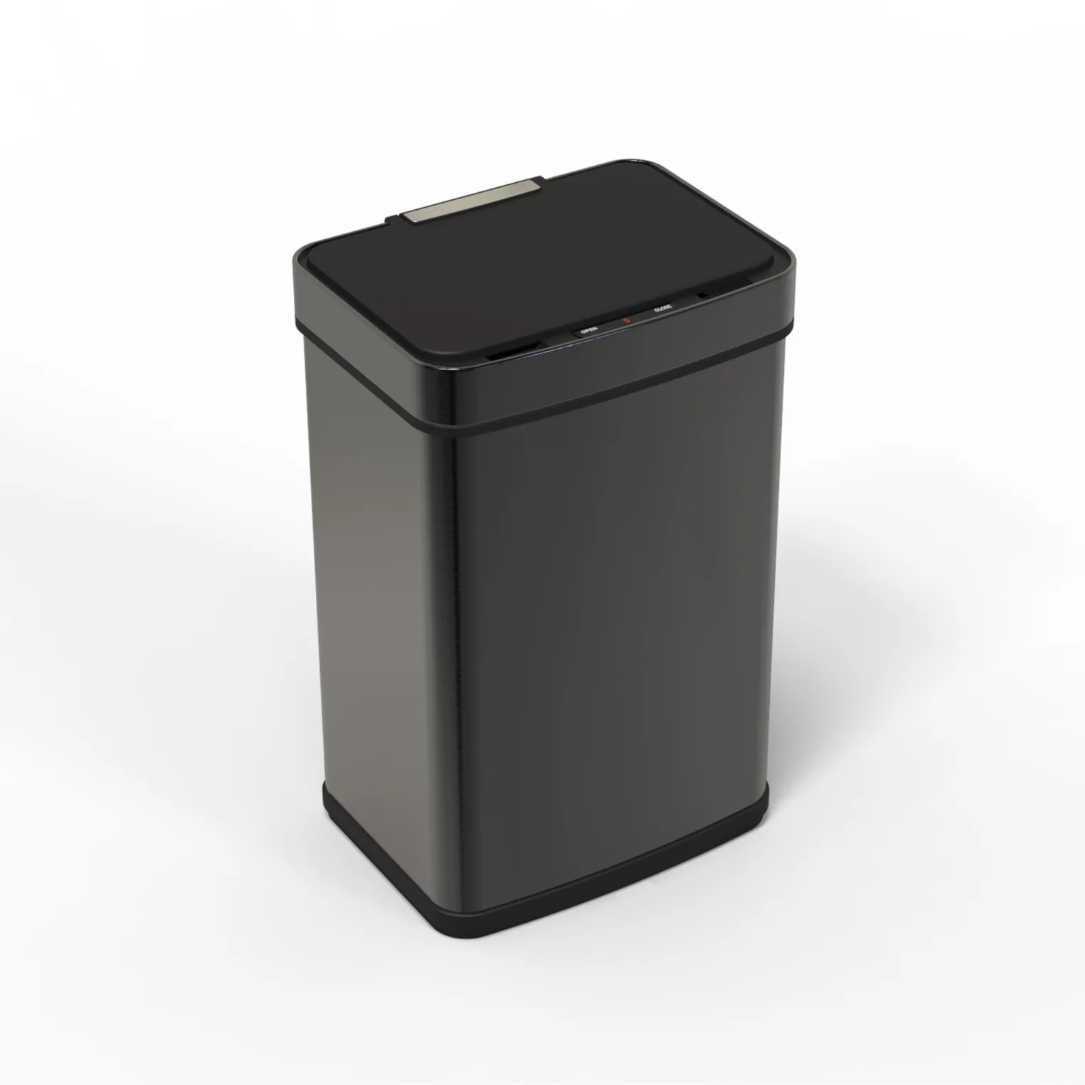 Creative large square intelligent sensor trash can stainless steel black household public place