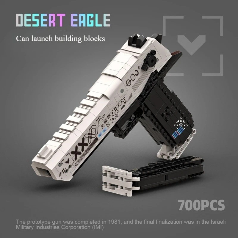 2025 MOC Building Block Gun Assembled Shooting Advanced Black Technology CSGO Adult Version Desert Eagle Printing Set Bricks Toy