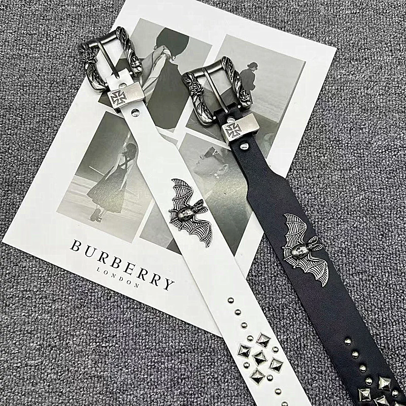 القوطية تصميم Erd الخفافيش حزام خصر للرجال عبر الجوف مزدوجة مسمار الشرير برشام صف مزدوج حزام روك شخصية Y2k حزام 2025