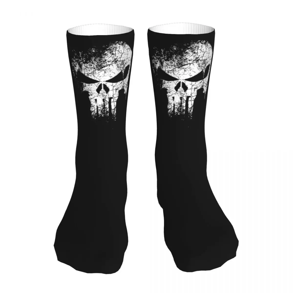 Happy Funny Socks uomo uomo donna Crazy Punisher Skull Socks calzini grafici primavera estate autunno inverno