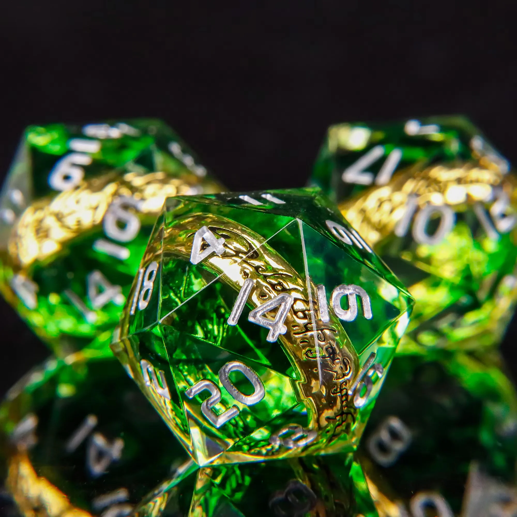 Magic Lord D&D Dice Set | Sharp Resin Dice with Gold Rings, Polyhedral Dice for Dungeons & Dragons Role Playing Game