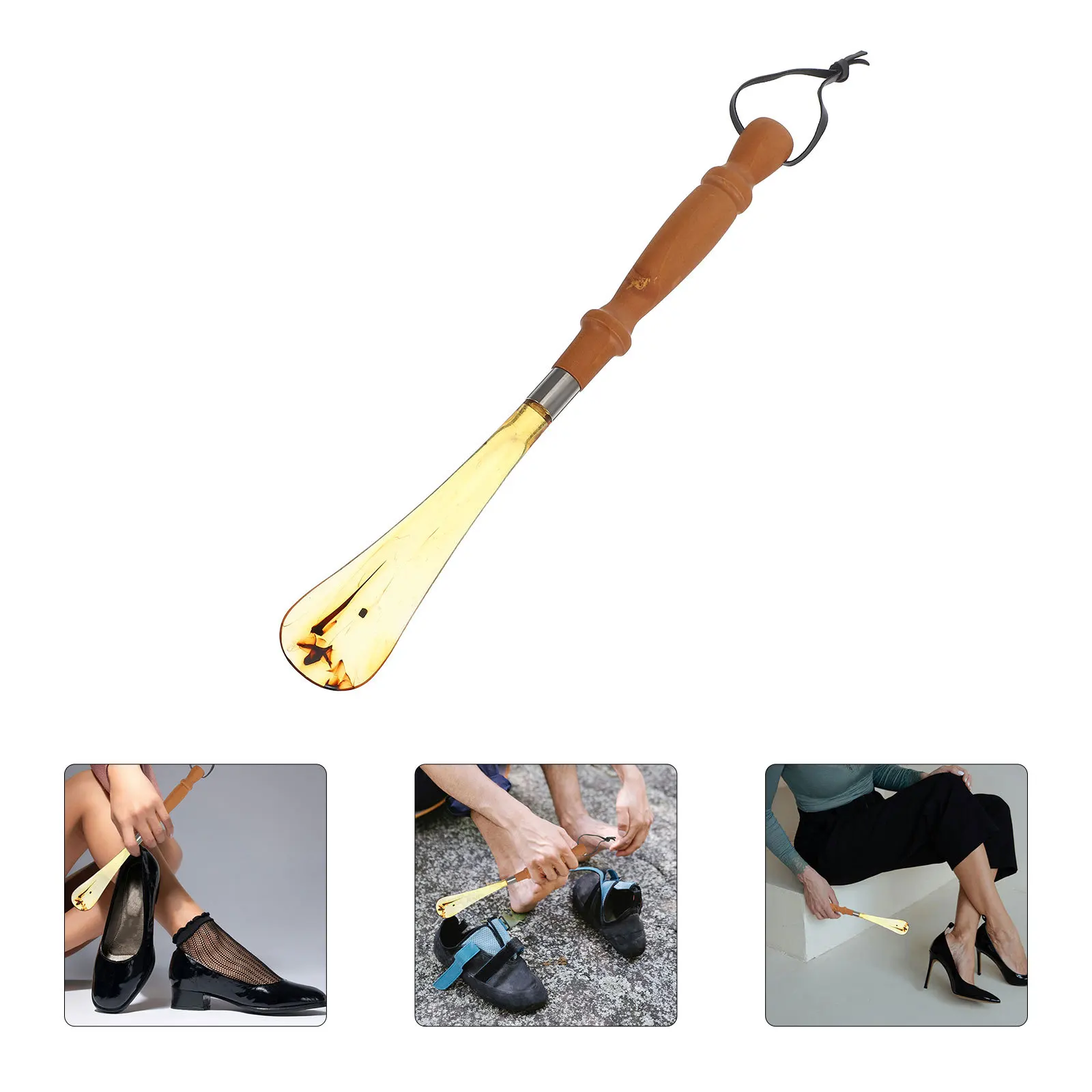 

Shoe Horn with Long Handle Wooden for Seniors Easy Grip Shoe Puller for Men Women Elderly Pregnant Travel Daily Use