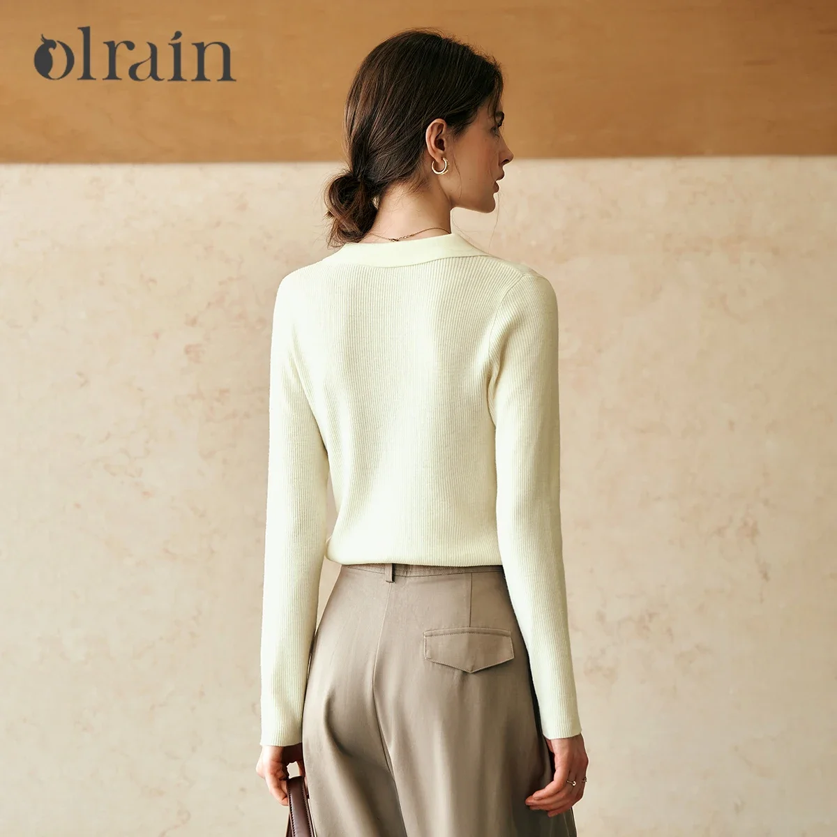 OLrain POLO Neck Knit cardigan Women Spring 2025 Spring Wool Blend Commuter Chic Single Breasted Elegant Jumper M57CZ86621 - Image 2