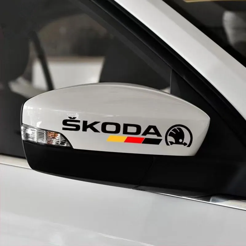 2PCS Car Rearview Mirror Reflective Decals Waterproof Sticker For Skoda Octavia A5 A7 RS Fabia Superb Rapid Karoq Accessories