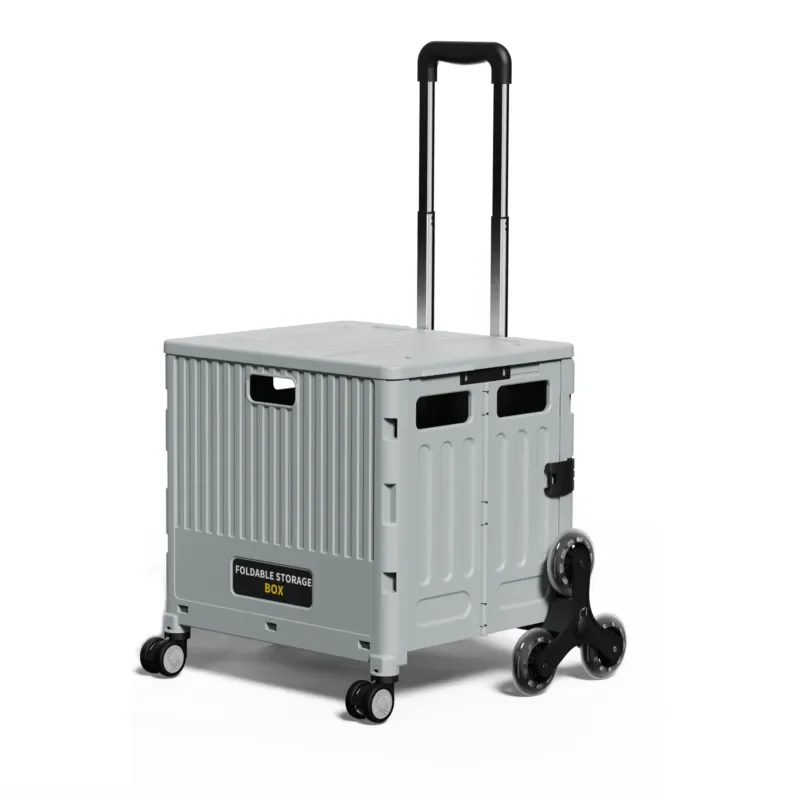 Portable Folding Shopping Trolley Cart With Wheels Stair Climbing Hand Truck For Home Grocery Outdoor Camping Courier