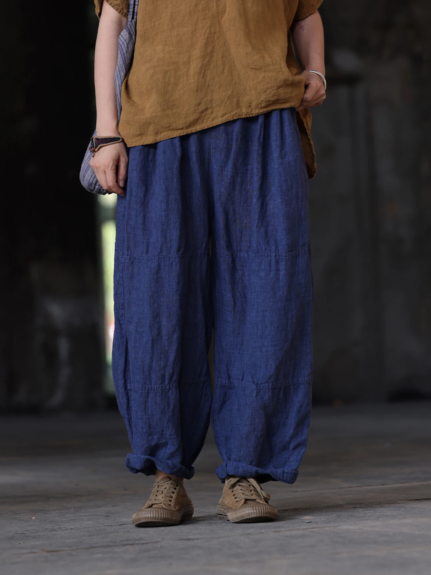 

Брюки PengPeng Home 38804: Легкие льняные, в стиле пэчворк, повседневные, свободные, для работы, в стиле «харлан», с эластичным поясом, длинные, прямые, летние