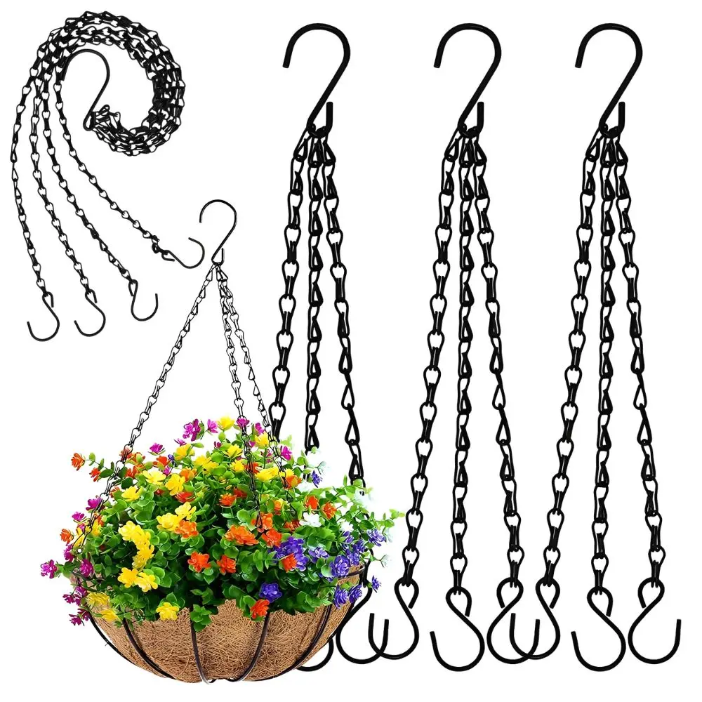 3pcs Metal Hanging Basket Chains with S Hooks for Pothos Flower Planter Baskets, Wind Chime, Bird Feeder YMY