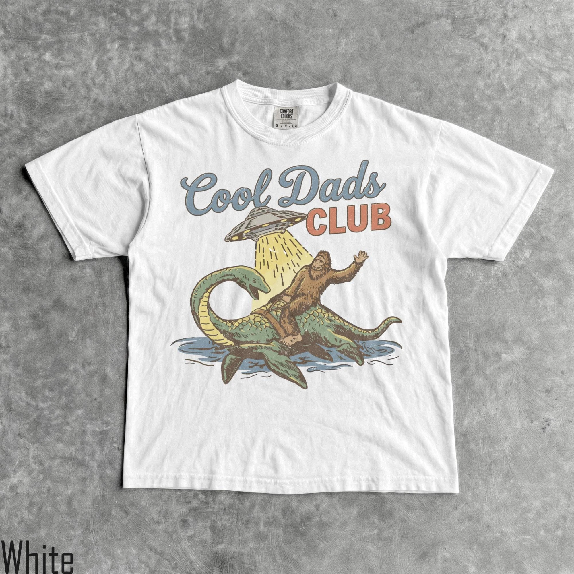 Cool Dads Club T-Shirt - Men & Women's Unisex Graphic Tee - Vintage Bigfoot Dad Shirt - Cryptid UFO - Husband To Be Gifts